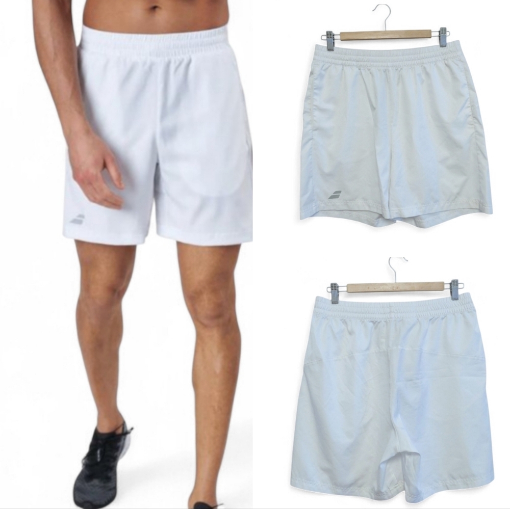 BABOLAT Tennis Pickleball Padel Shorts White Slim 7" Lightweight Performance New